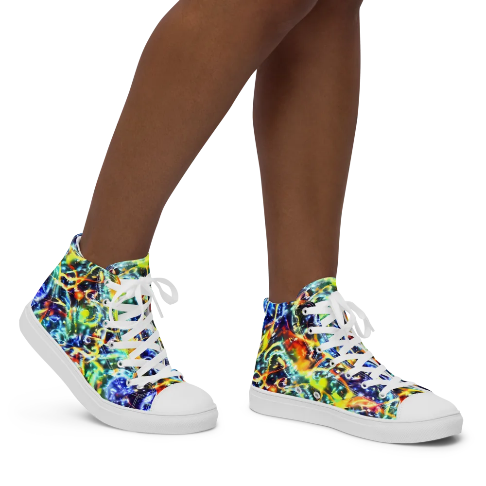 Atomic Lagoon on Women's High Top Canvas Shoes — Right