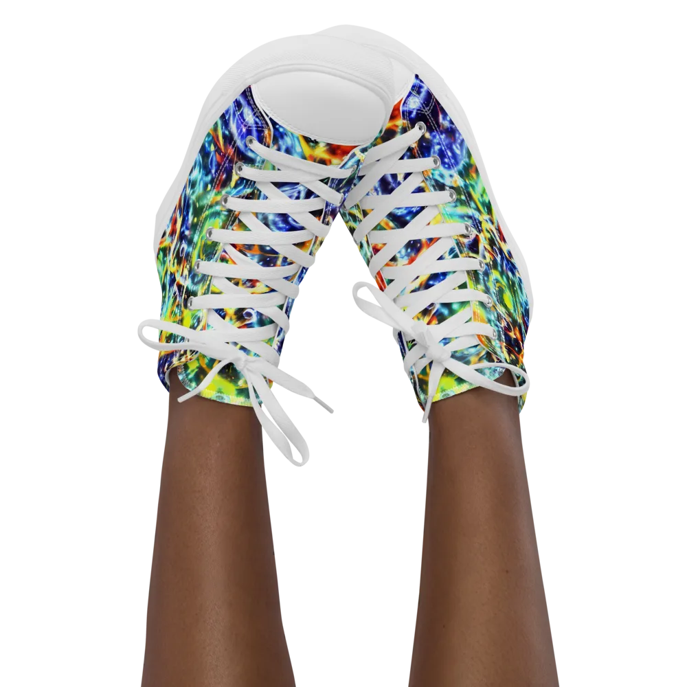 Atomic Lagoon on Women's High Top Canvas Shoes — Front
