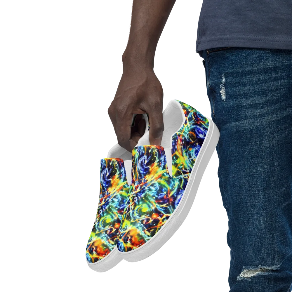 Atomic Lagoon on Men's Slip-On Canvas Shoes — Left Front