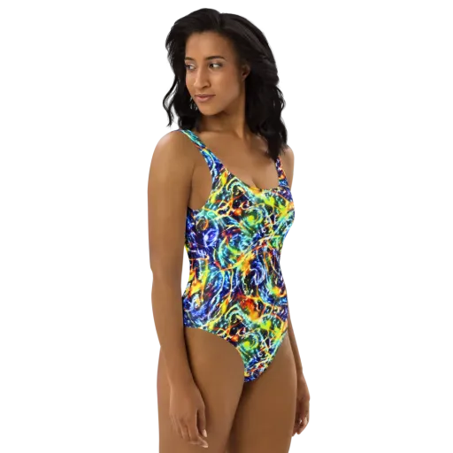 Atomic Lagoon on a One-Piece Swimsuit