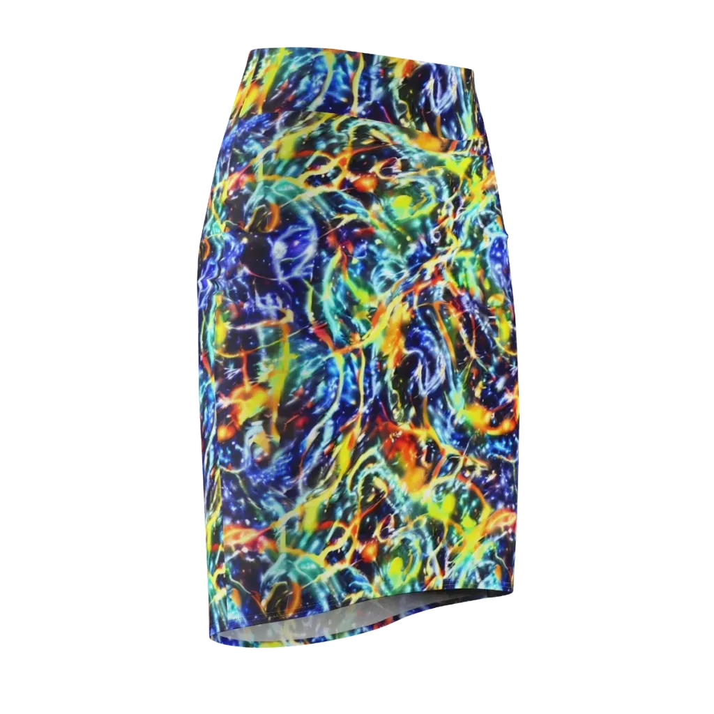 Atomic Lagoon on Pencil Skirt — Front Side