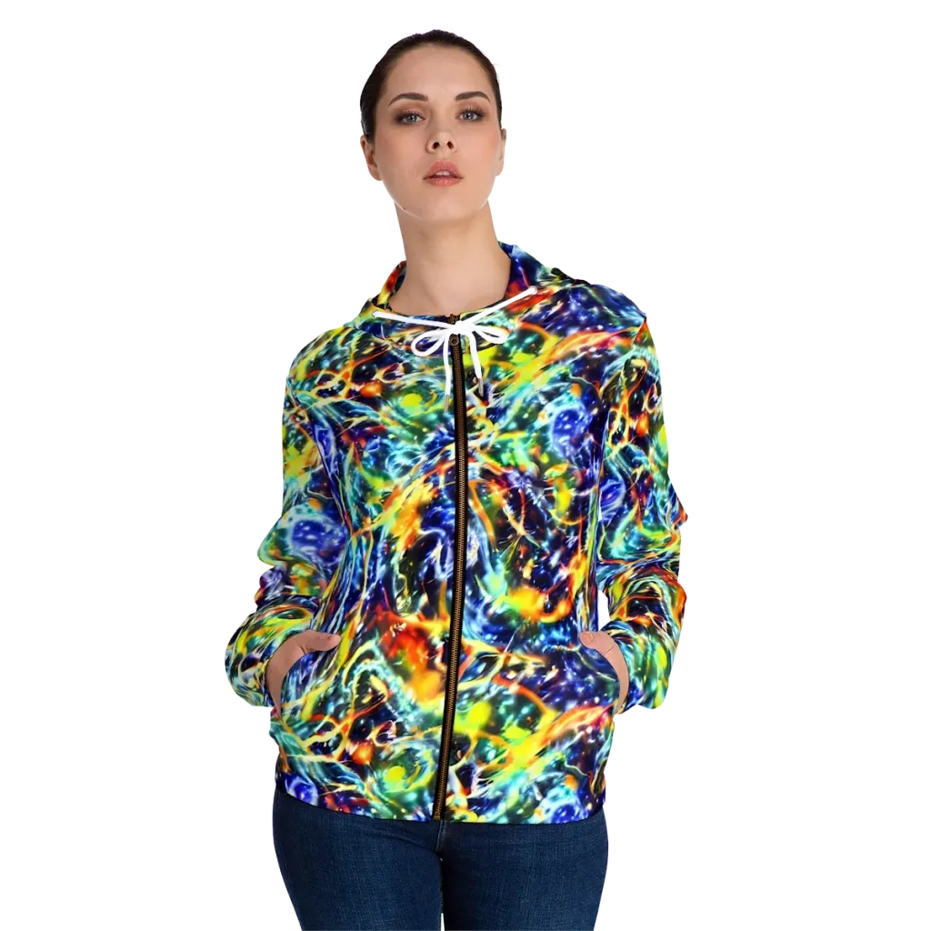 Atomic Lagoon on Women's Full-Zip Hoodie — Front On Person