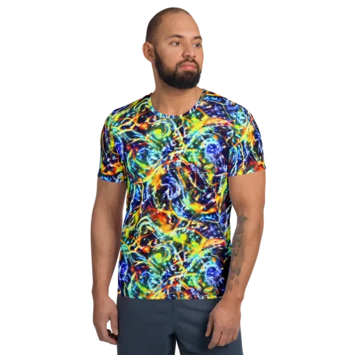 Atomic Lagoon on a Men's Athletic T-Shirt