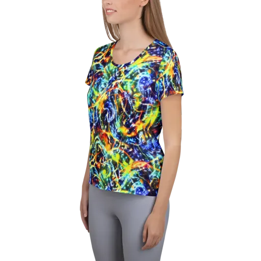 Atomic Lagoon on a Women's Athletic T-Shirt