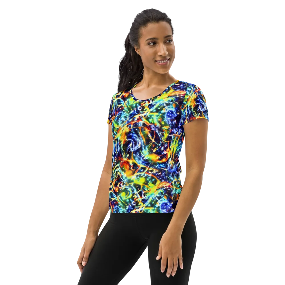 Atomic Lagoon on Women's Athletic T-Shirt — Left