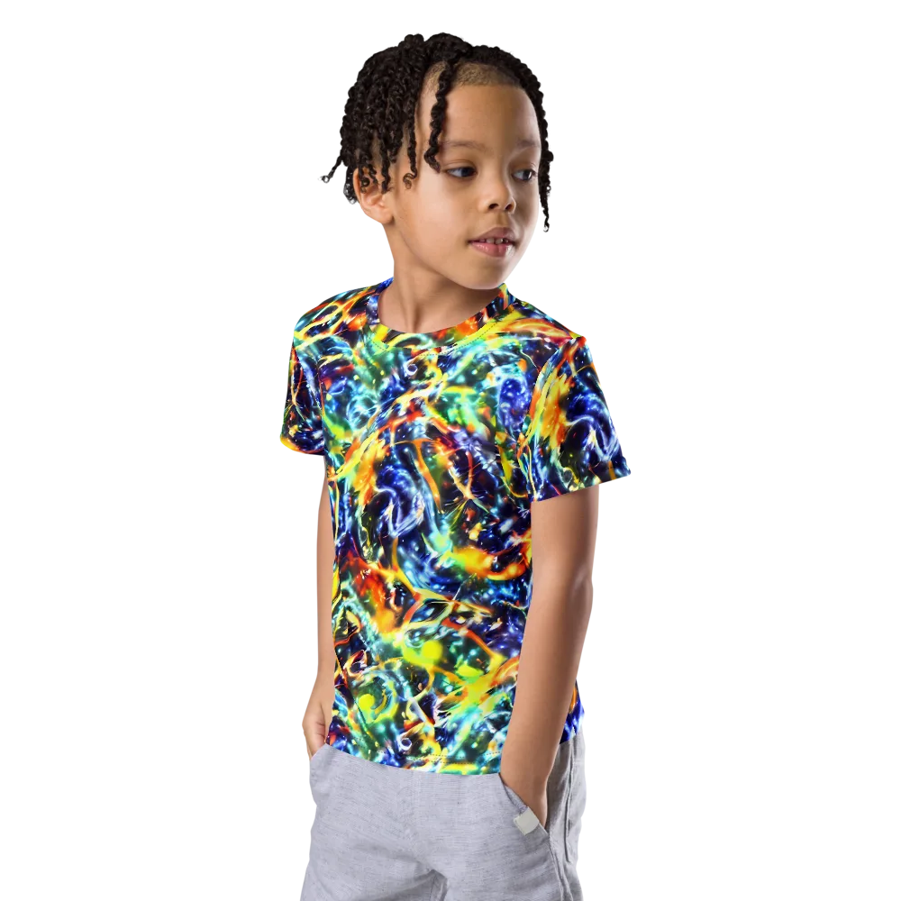 Atomic Lagoon on Kids Crew Neck T-Shirt — Left Front