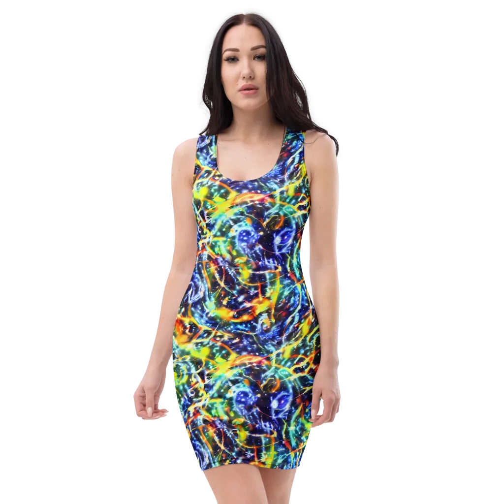 Atomic Lagoon on Bodycon Dress — Front