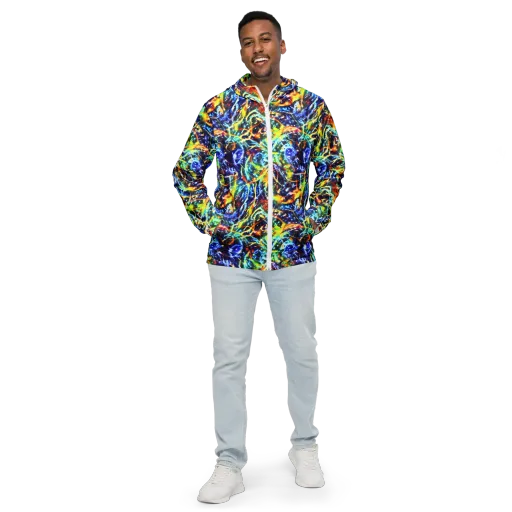 Atomic Lagoon on a Men's Windbreaker