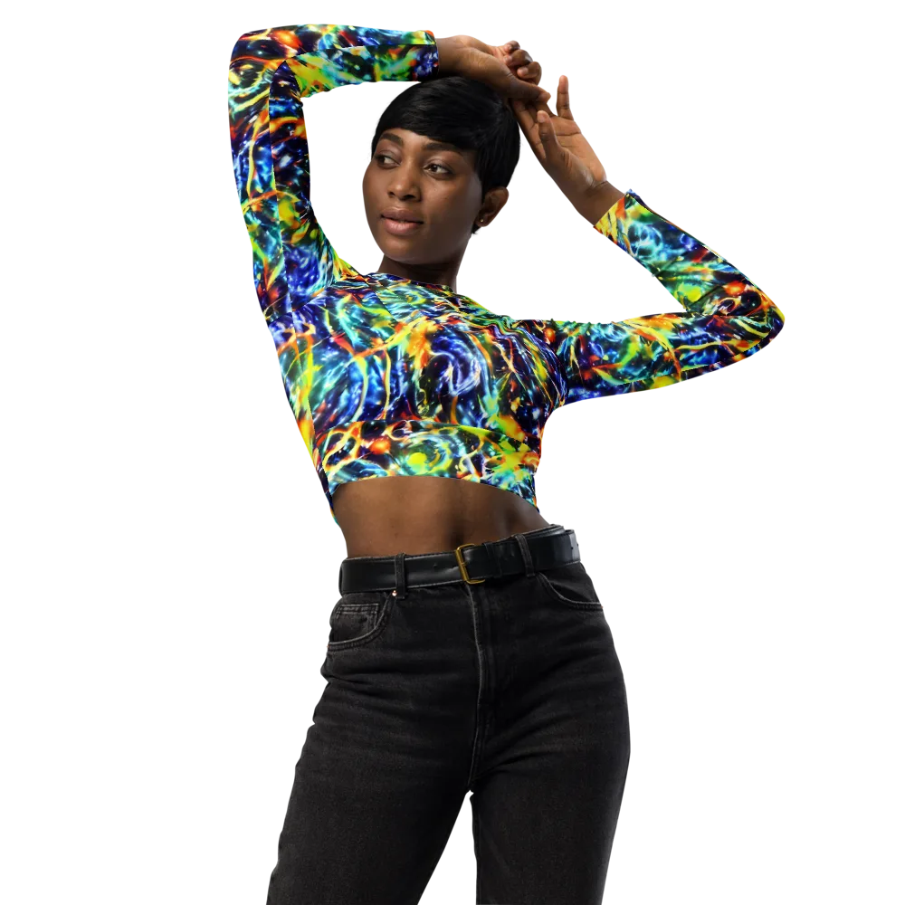 Atomic Lagoon on Long Sleeve Crop Top — Front