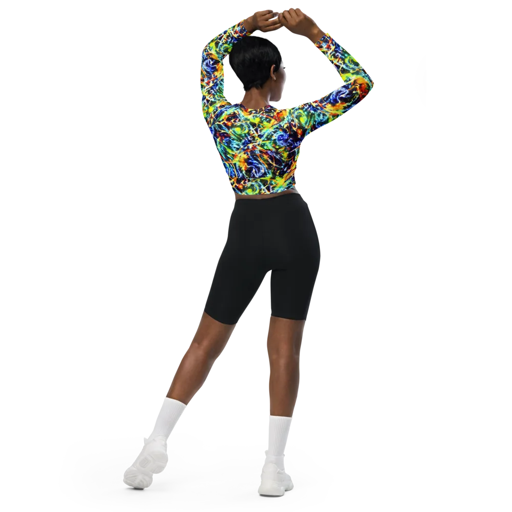 Atomic Lagoon on Long Sleeve Crop Top — Back