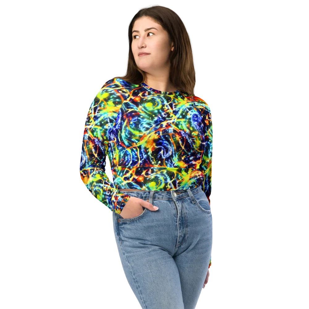 Atomic Lagoon on Long Sleeve Crop Top — Front