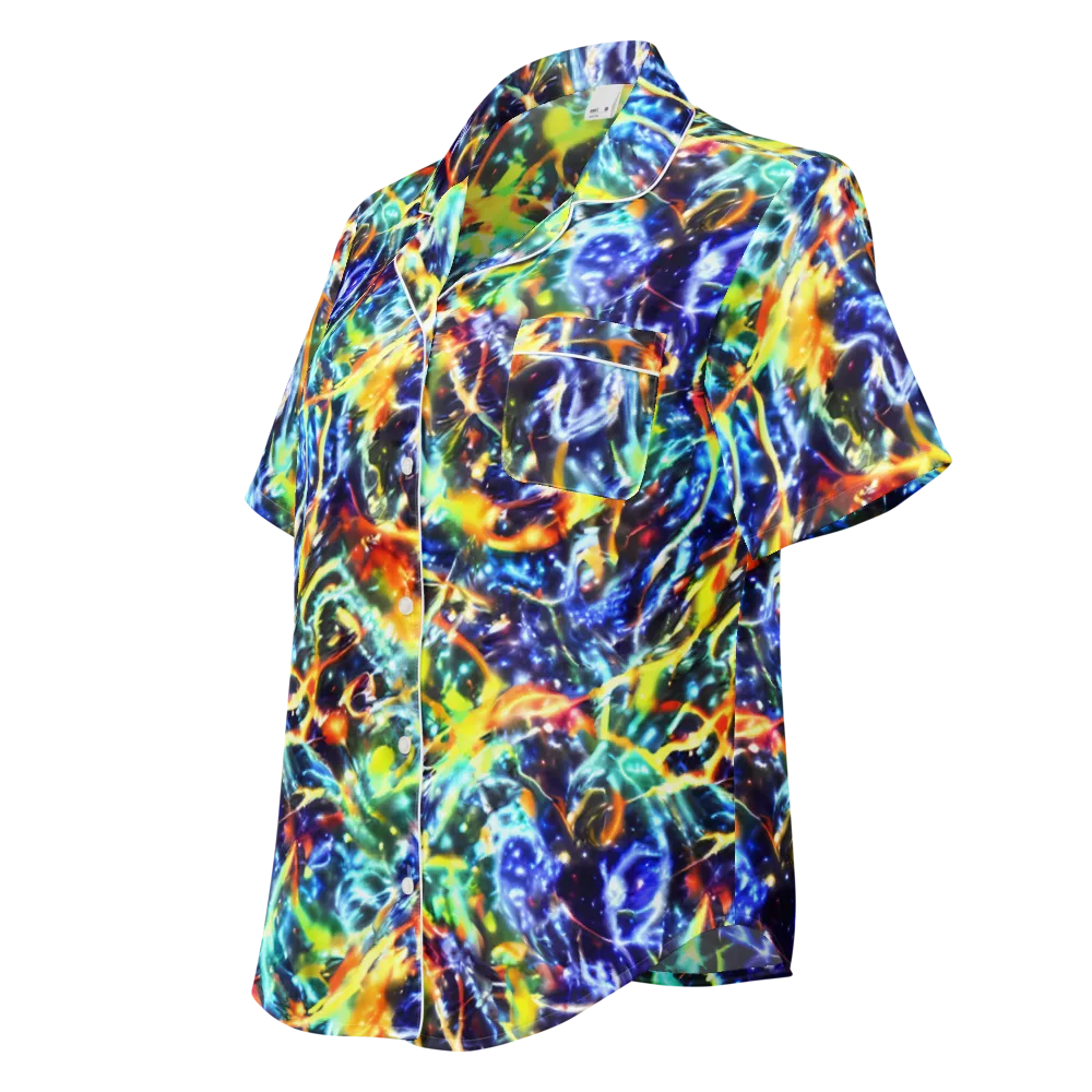 Atomic Lagoon on Women's Short Sleeve Pajama Top — Left Front