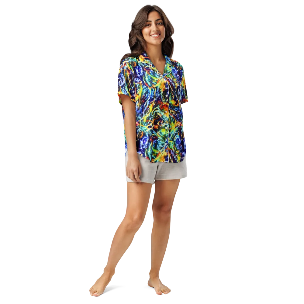 Atomic Lagoon on Women's Short Sleeve Pajama Top — Front