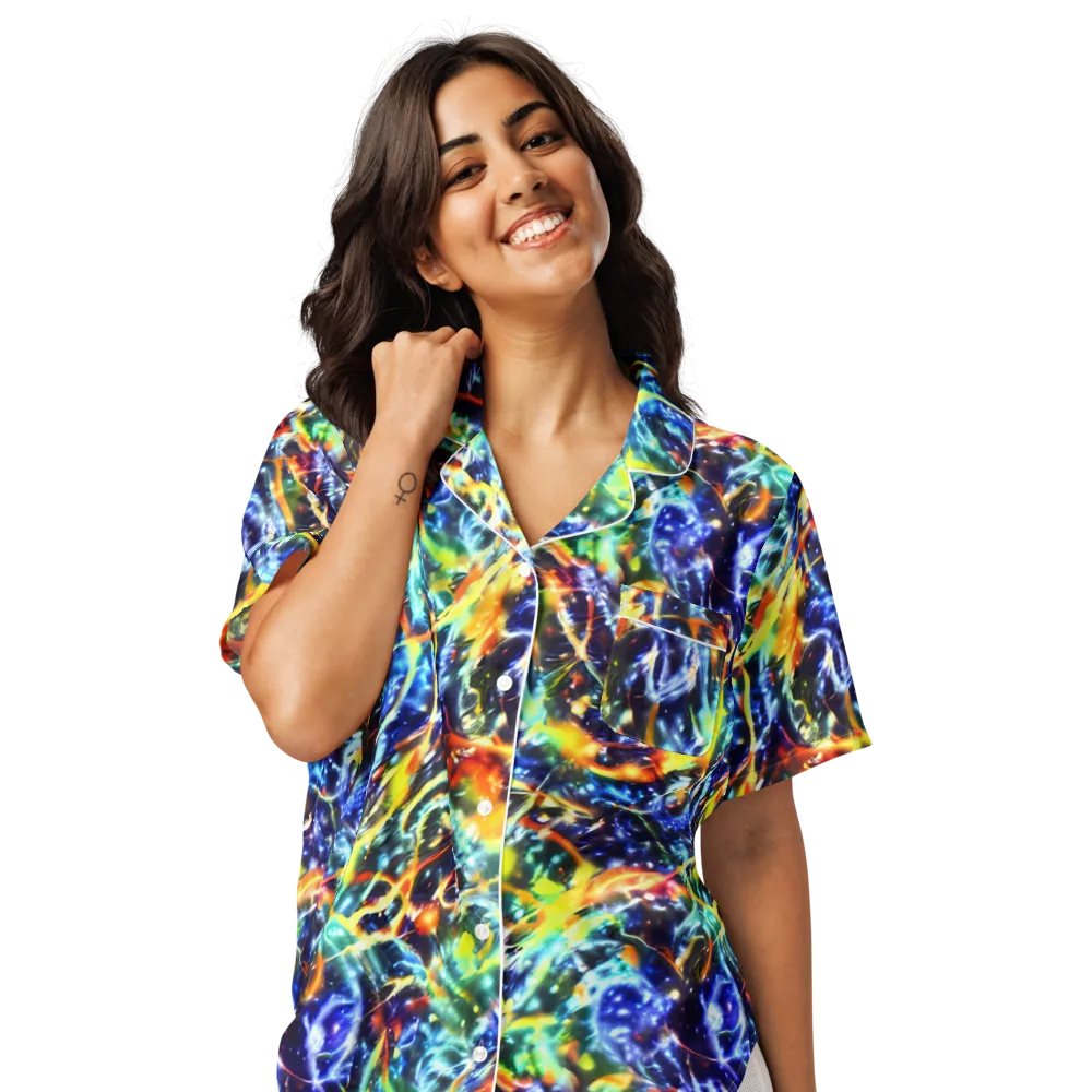 Atomic Lagoon on Women's Short Sleeve Pajama Top — Front