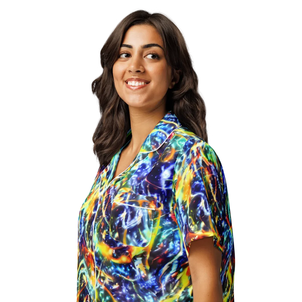 Atomic Lagoon on Women's Short Sleeve Pajama Top — Left Front