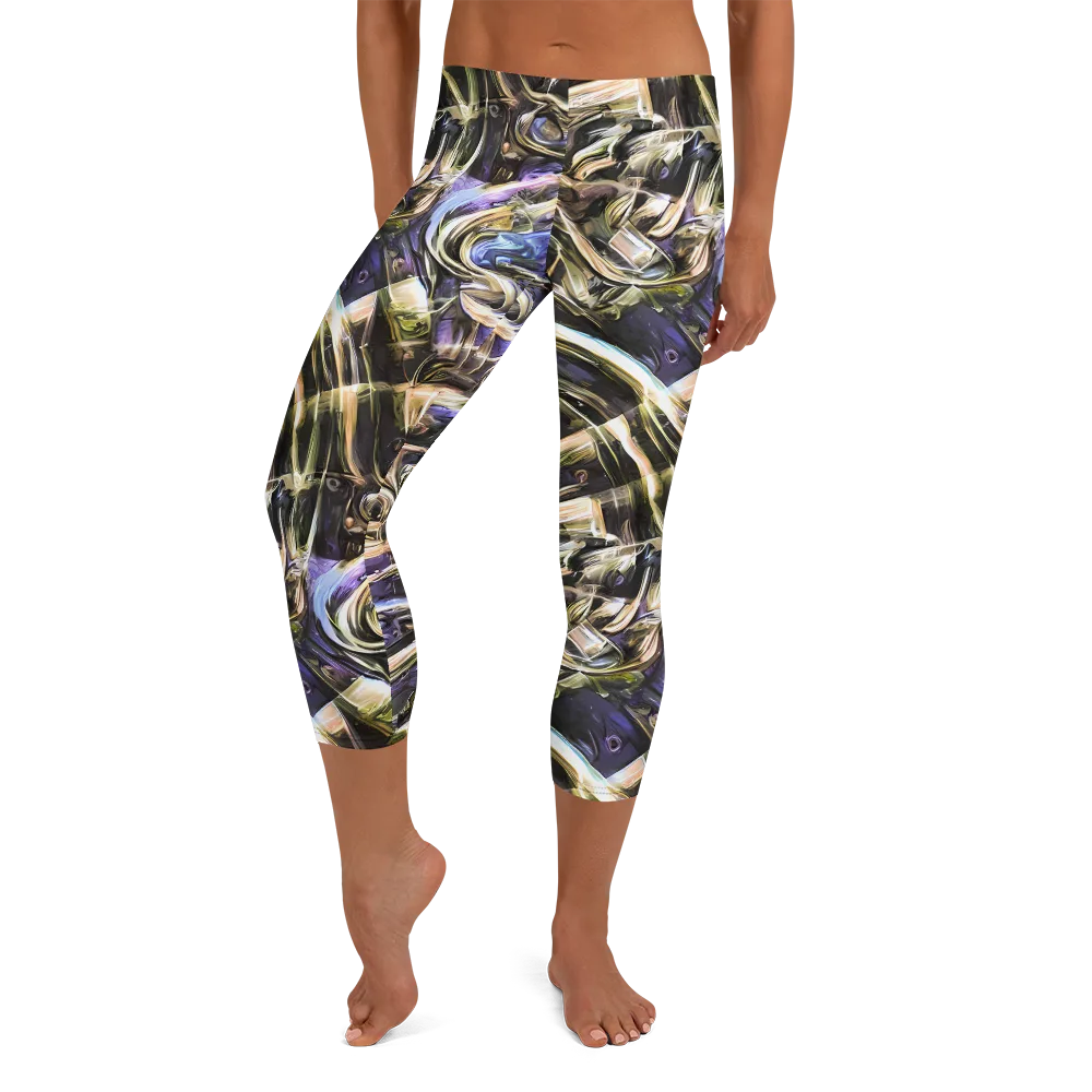 Violet Riptide on Capri Leggings — Front