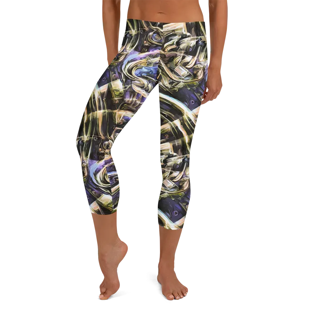 Violet Riptide on Capri Leggings — Front