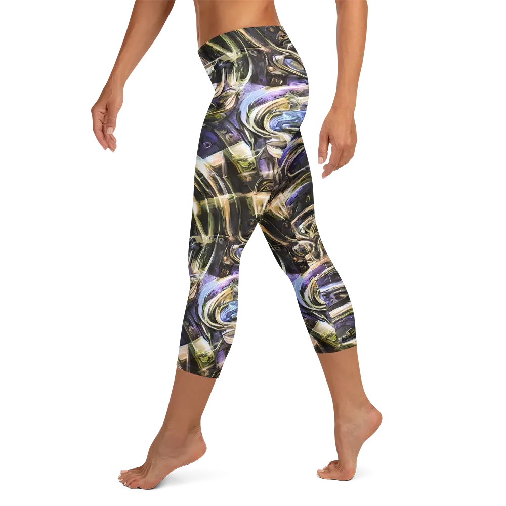 Violet Riptide on Capri Leggings — Left