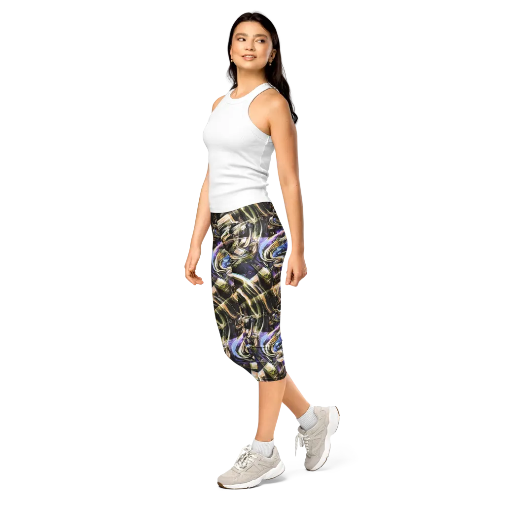 Violet Riptide on Capri Leggings — Left Front