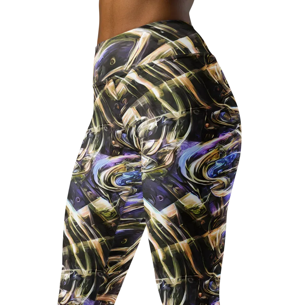 Violet Riptide on Yoga Leggings — Left Front