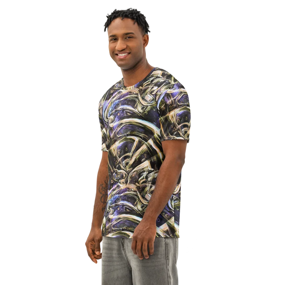 Violet Riptide on Men's Cotton Crew Neck T-Shirt — Left Front