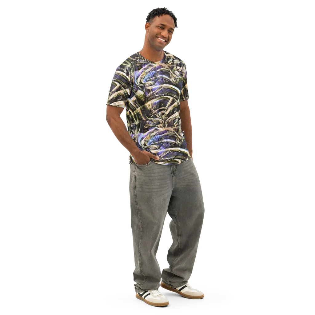 Violet Riptide on Men's Cotton Crew Neck T-Shirt — Right Front