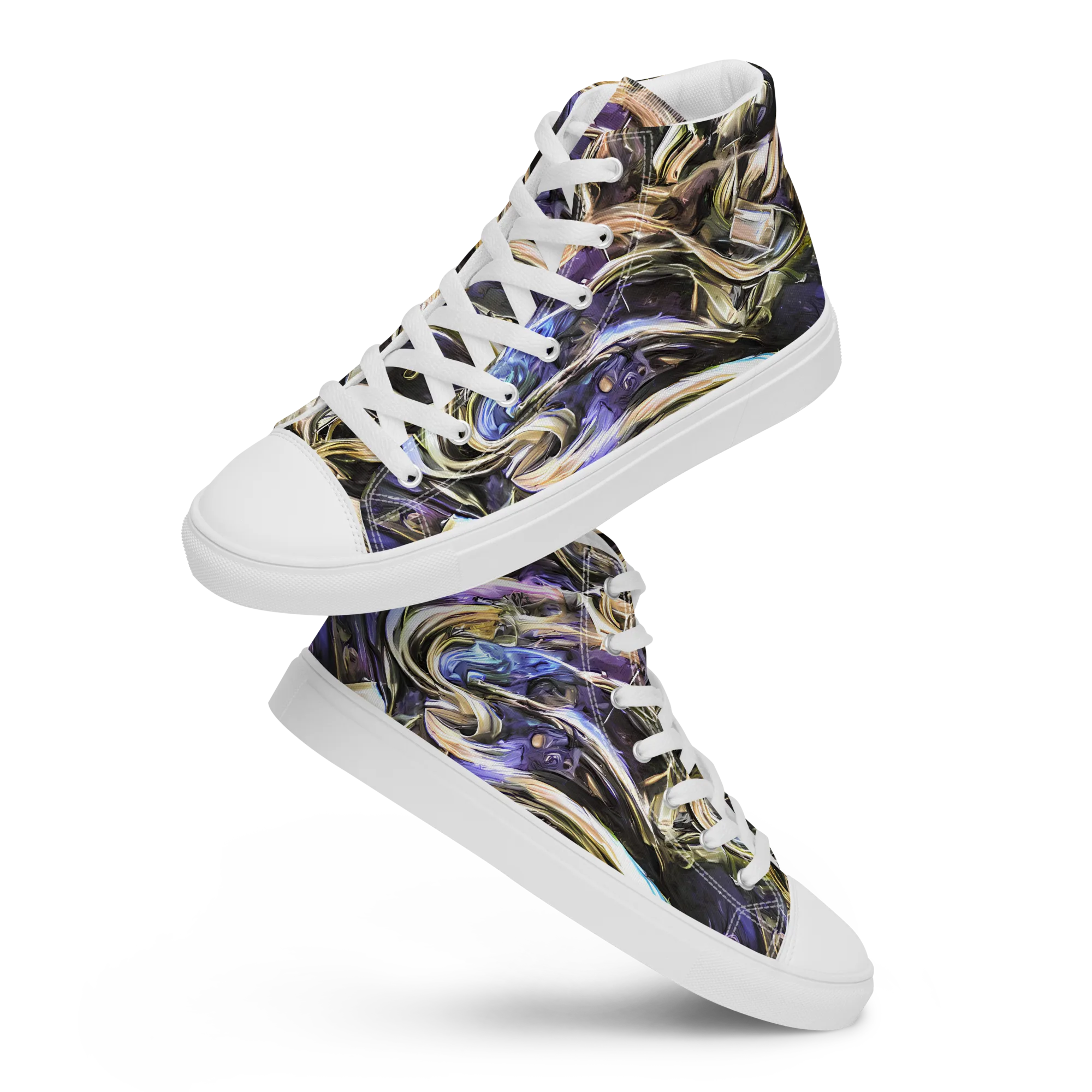 Violet Riptide on Men's High Top Canvas Shoes — Front