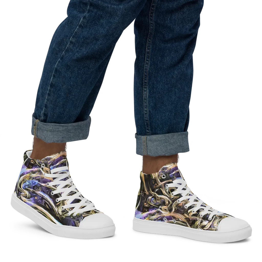 Violet Riptide on Men's High Top Canvas Shoes — Right