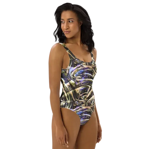 Violet Riptide on a One-Piece Swimsuit