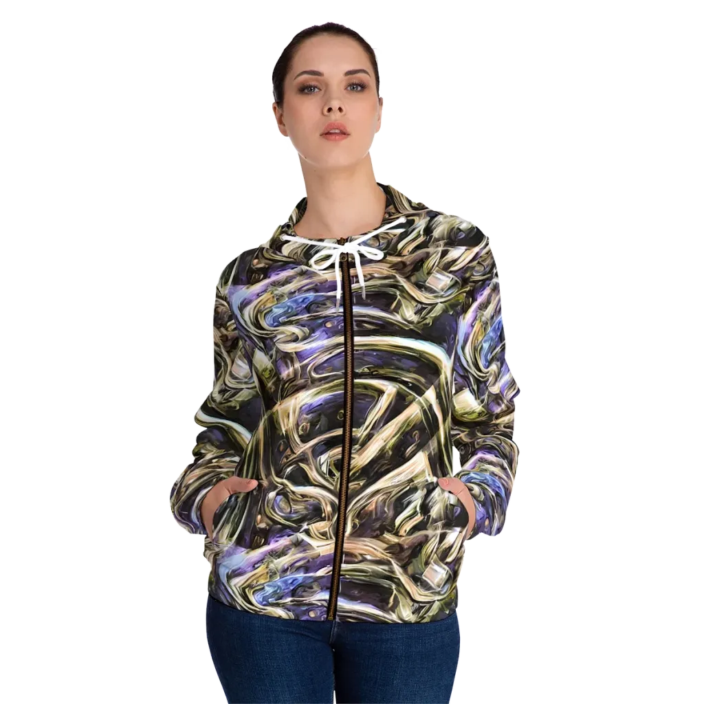 Violet Riptide on Women's Full-Zip Hoodie — Front On Person