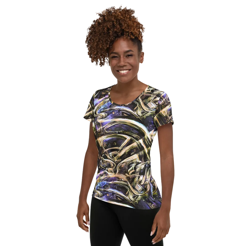 Violet Riptide on Women's Athletic T-Shirt — Left