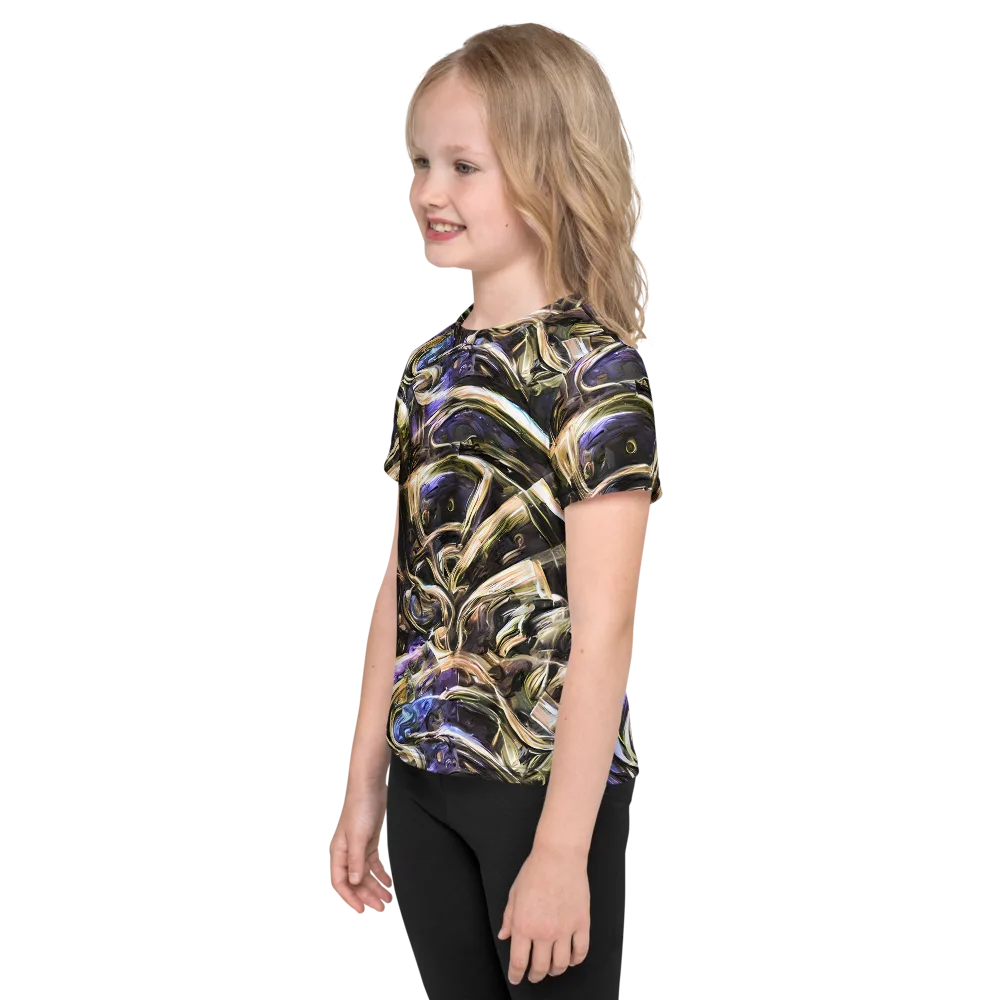 Violet Riptide on Kids Crew Neck T-Shirt — Left