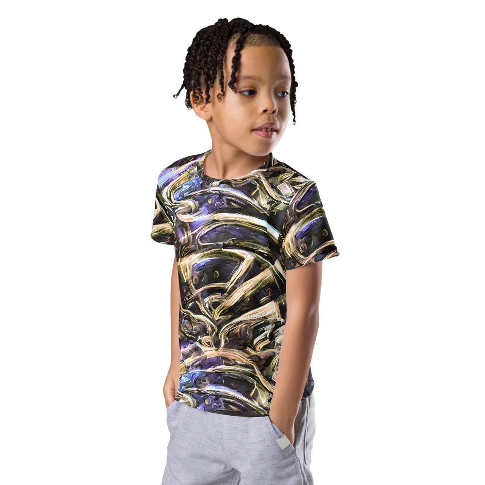 Violet Riptide on Kids Crew Neck T-Shirt — Left Front