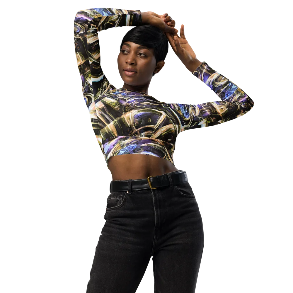 Violet Riptide on Long Sleeve Crop Top — Front