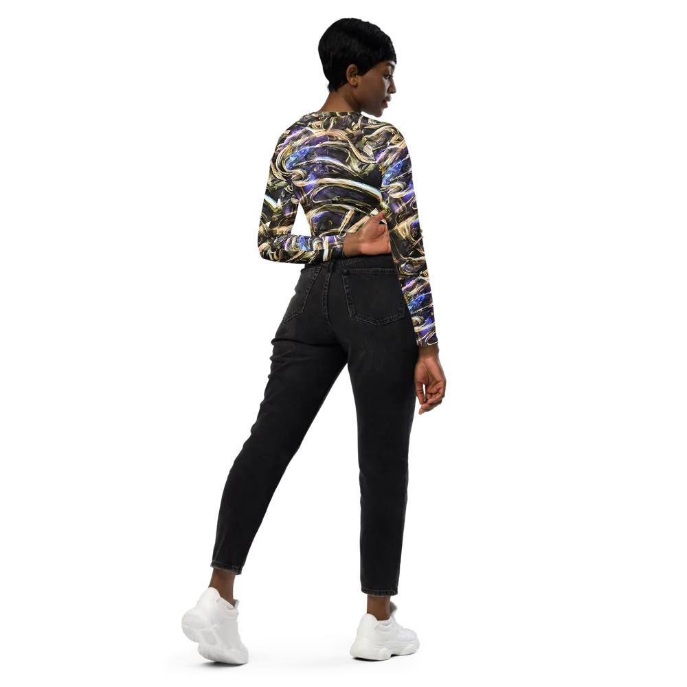 Violet Riptide on Long Sleeve Crop Top — Right Back