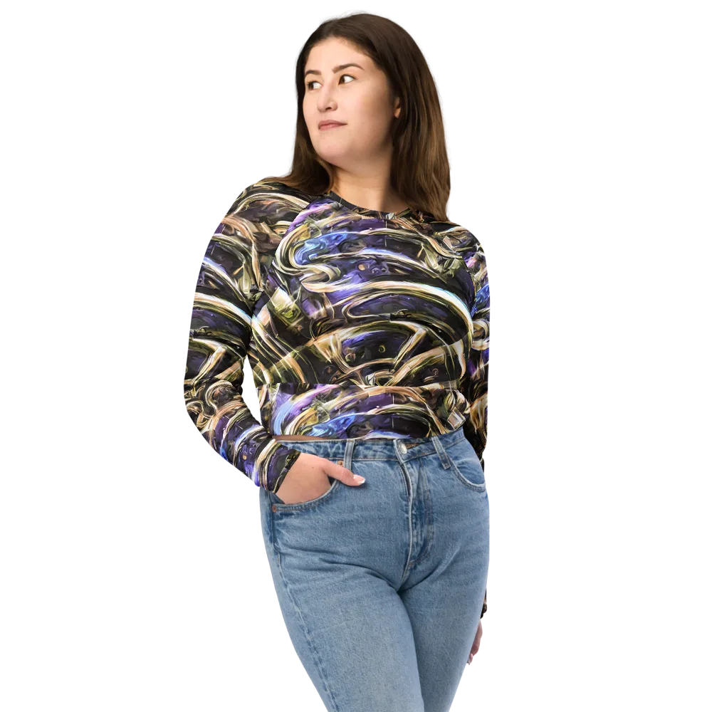 Violet Riptide on Long Sleeve Crop Top — Front