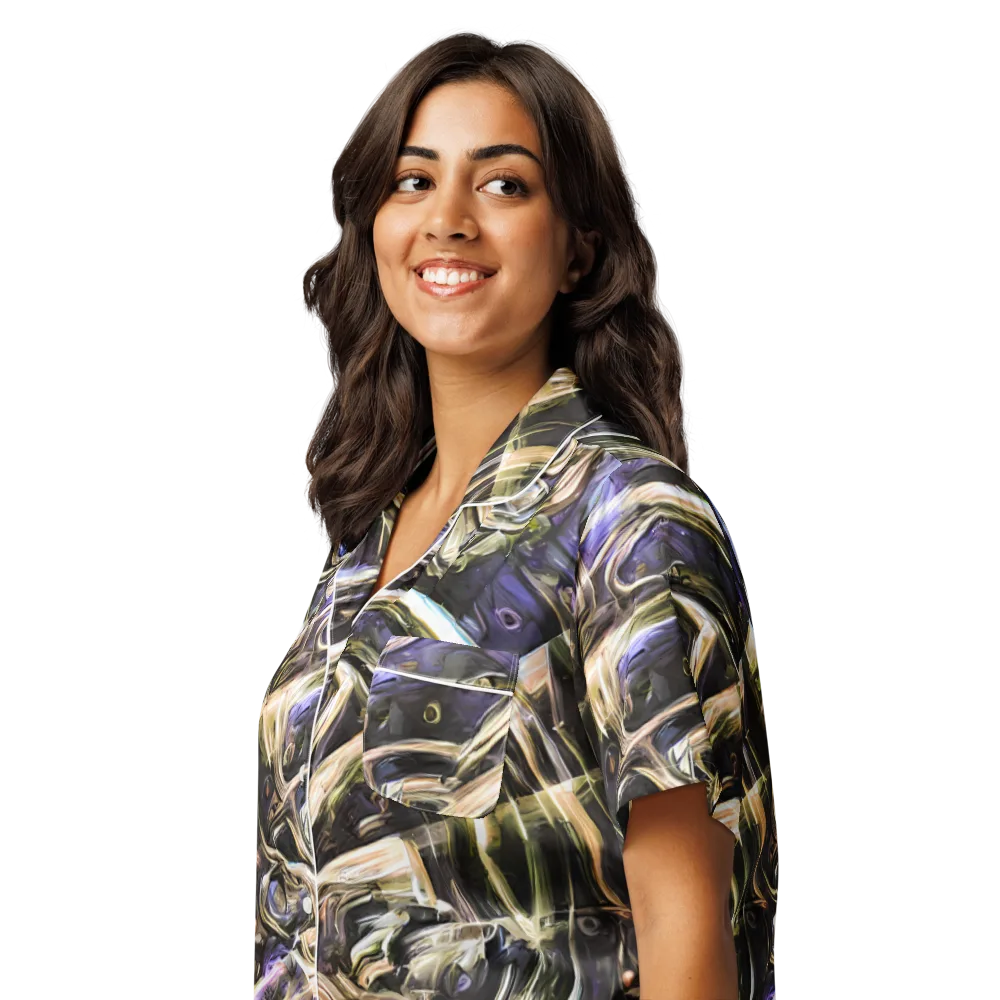 Violet Riptide on Women's Short Sleeve Pajama Top — Left Front