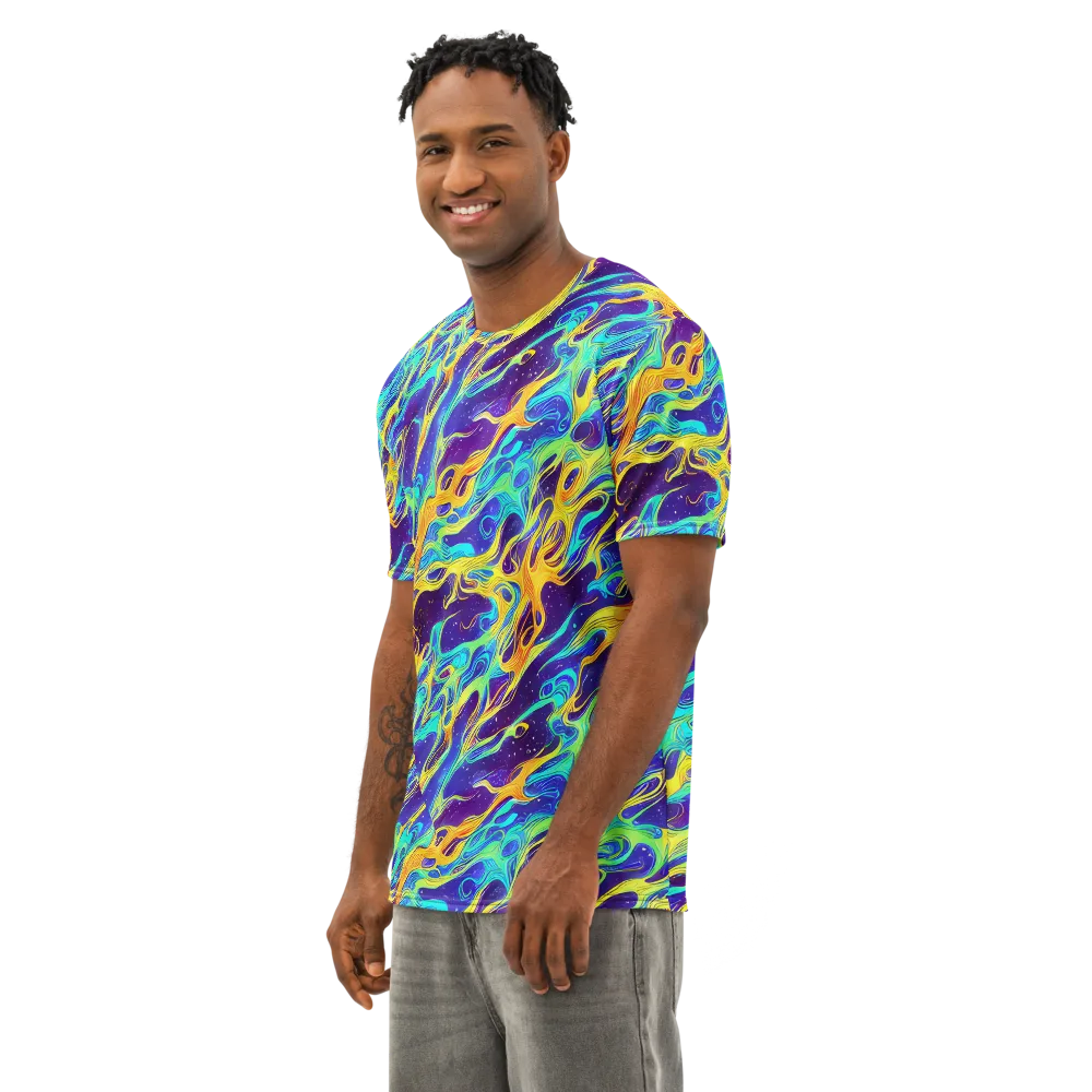 Prism Orbit on Men's Cotton Crew Neck T-Shirt — Left Front
