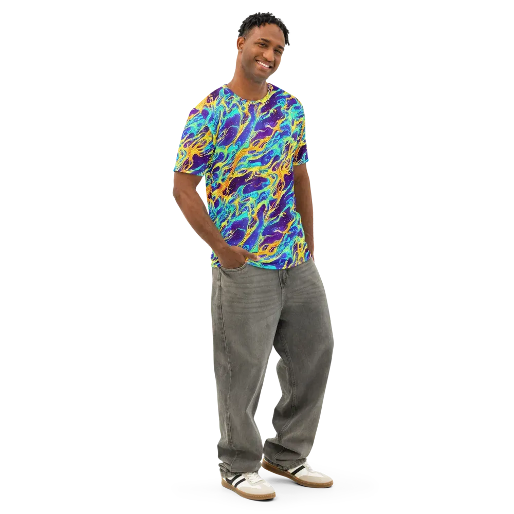 Prism Orbit on Men's Cotton Crew Neck T-Shirt — Right Front