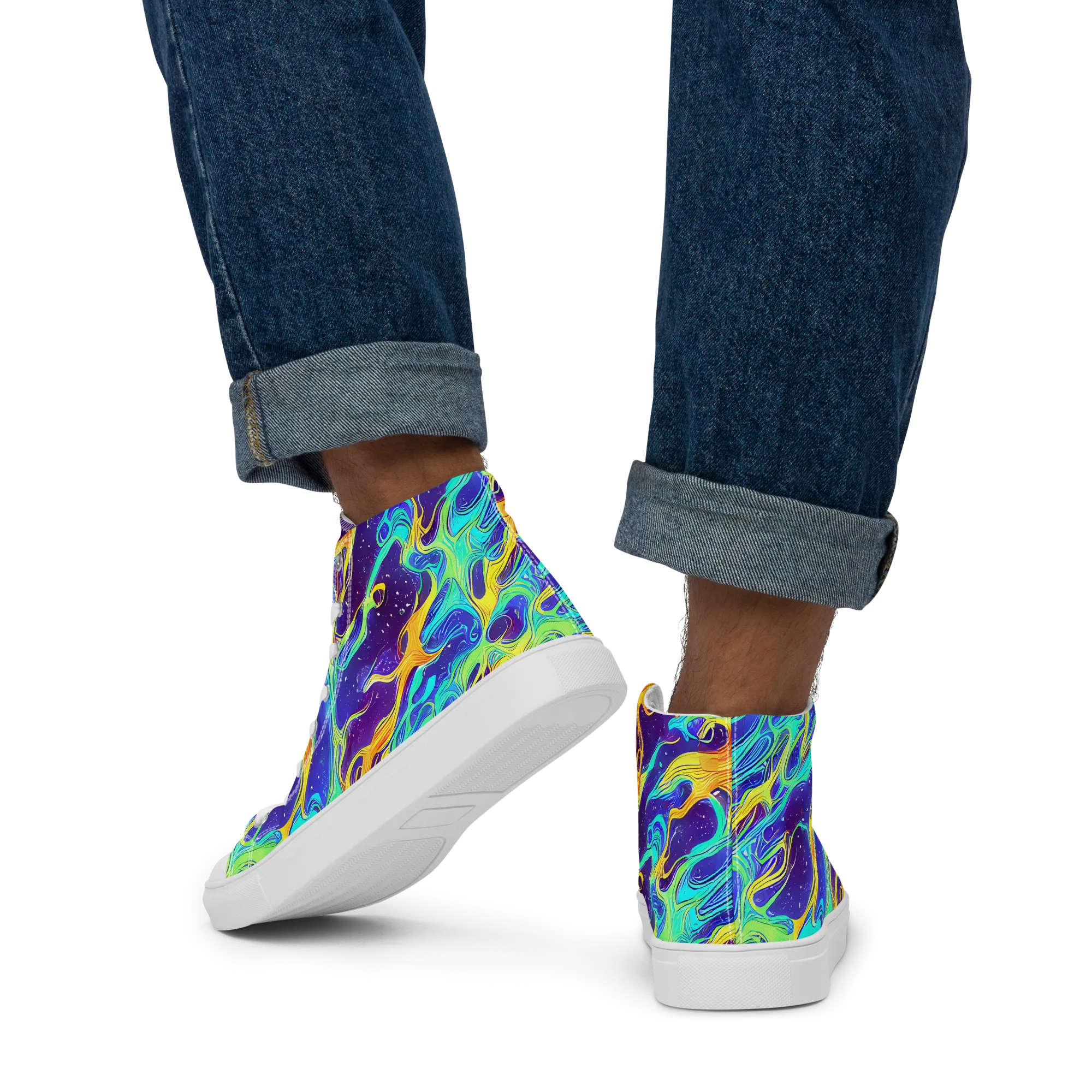 Prism Orbit on Men's High Top Canvas Shoes — Back
