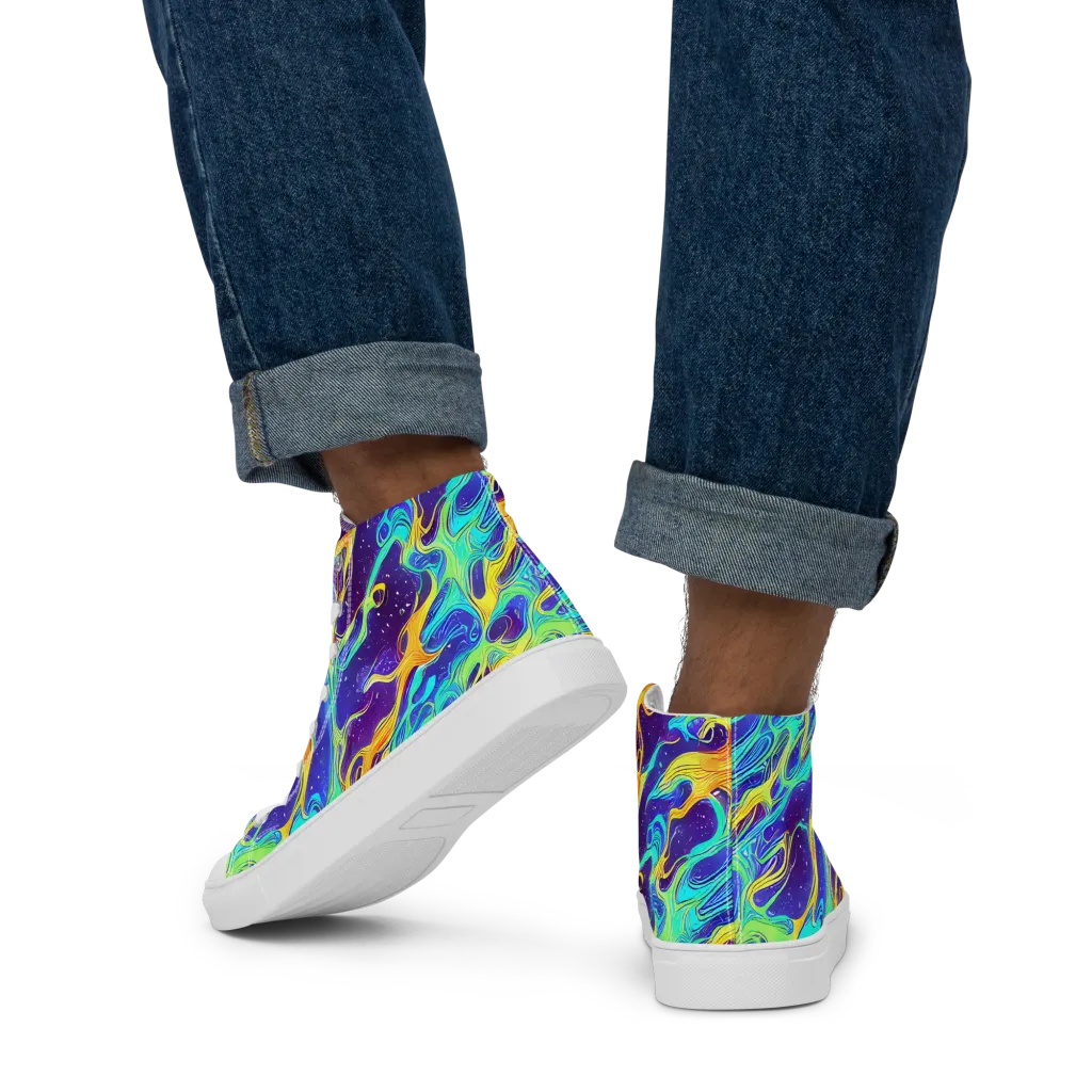 Prism Orbit on Men's High Top Canvas Shoes — Back