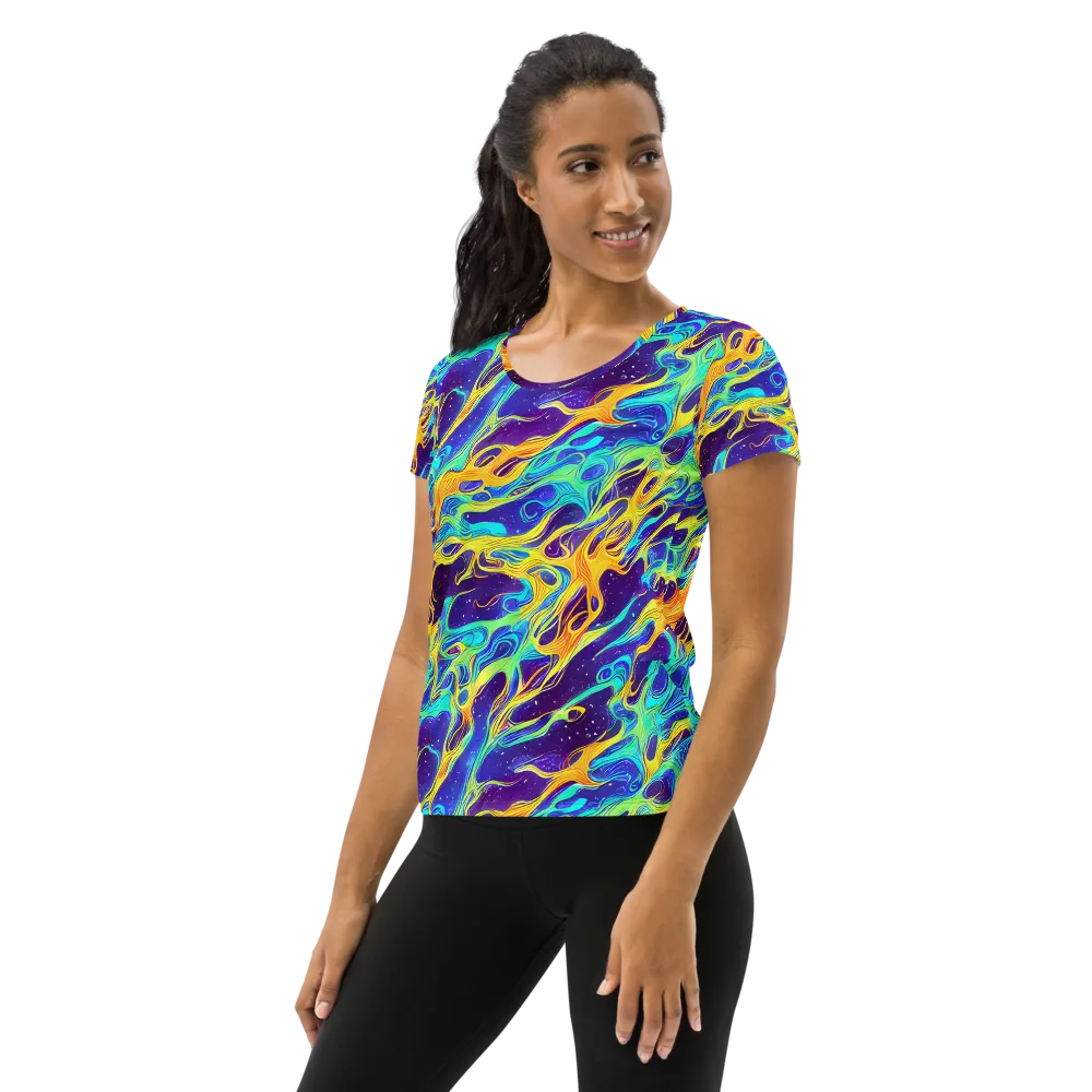 Prism Orbit on Women's Athletic T-Shirt — Left
