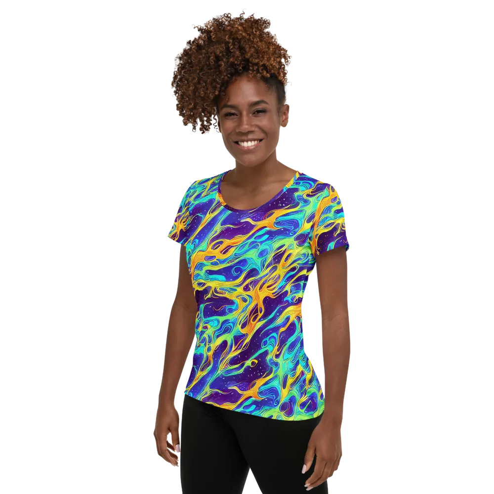 Prism Orbit on Women's Athletic T-Shirt — Left