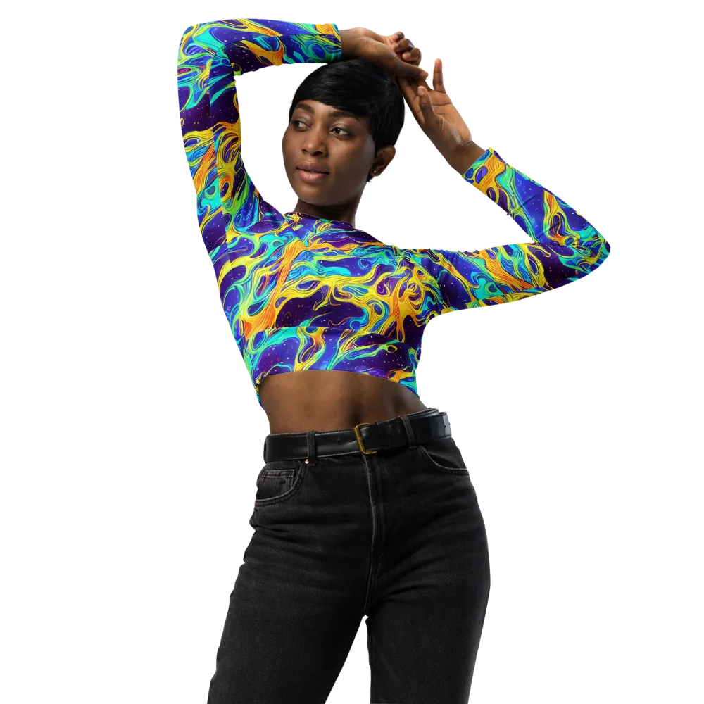 Prism Orbit on Long Sleeve Crop Top — Front