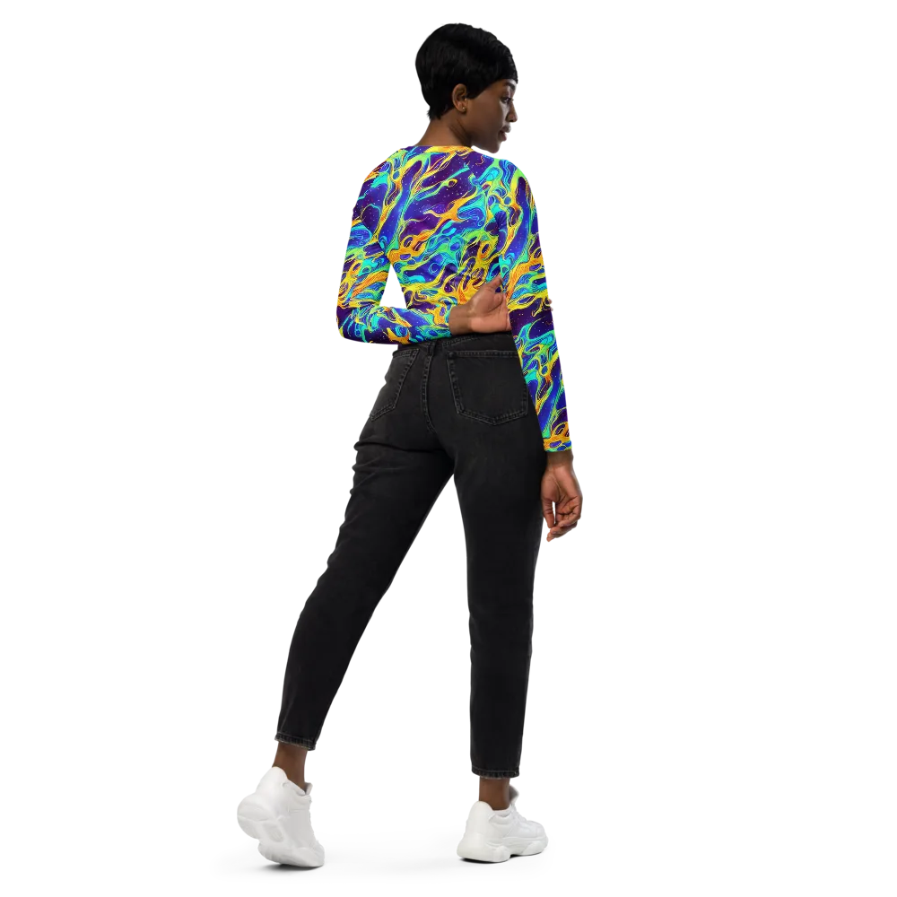 Prism Orbit on Long Sleeve Crop Top — Right Back