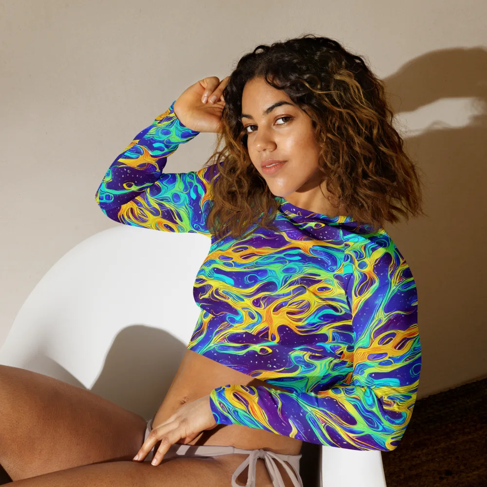Prism Orbit on Long Sleeve Crop Top — Left Front