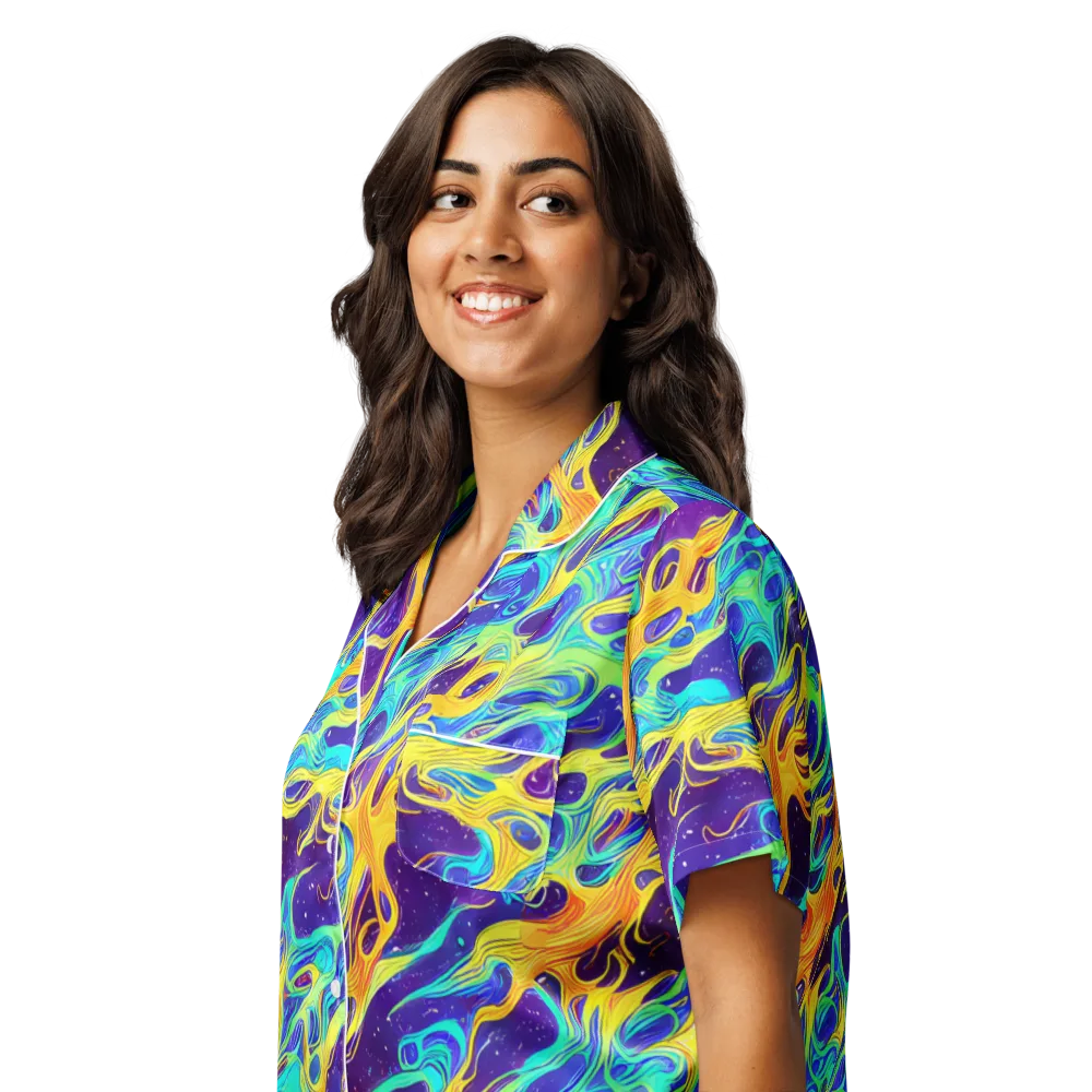 Prism Orbit on Women's Short Sleeve Pajama Top — Left Front