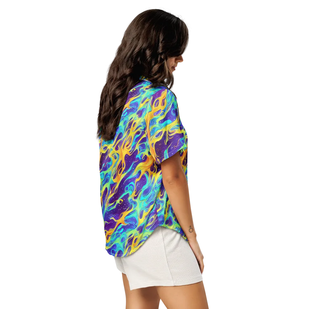 Prism Orbit on Women's Short Sleeve Pajama Top — Right Back