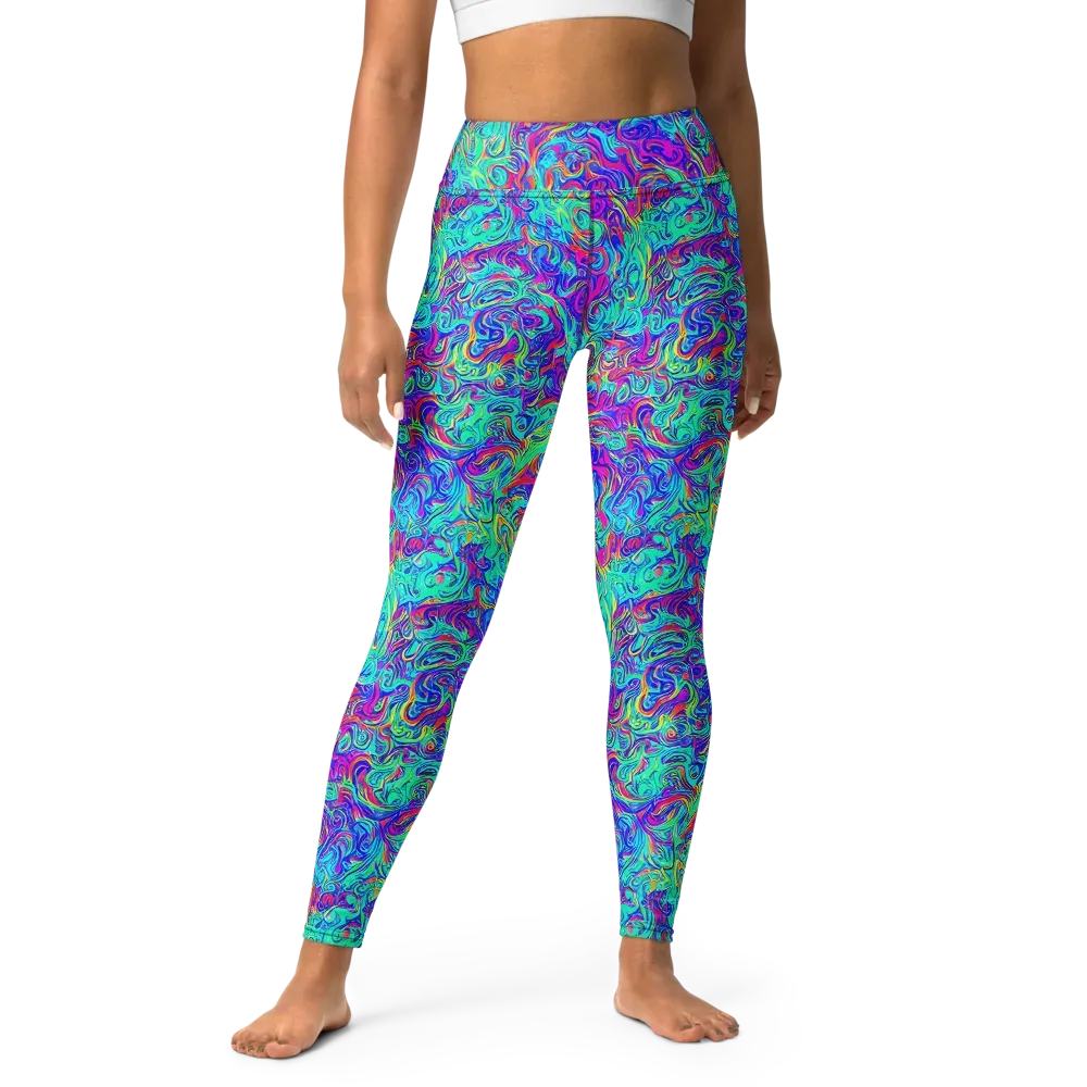 Liquid Pulse on Yoga Leggings — Front