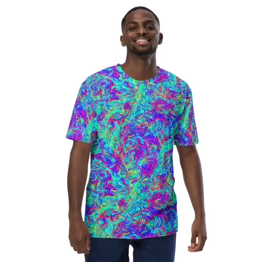 Liquid Pulse on a Men's Crew Neck T-Shirt